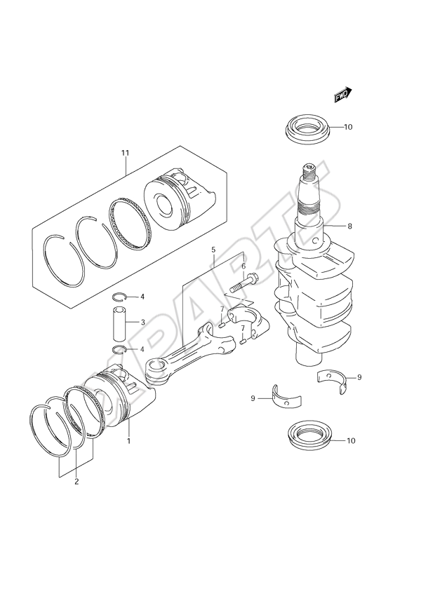  Crankshaft til Suzuki motor